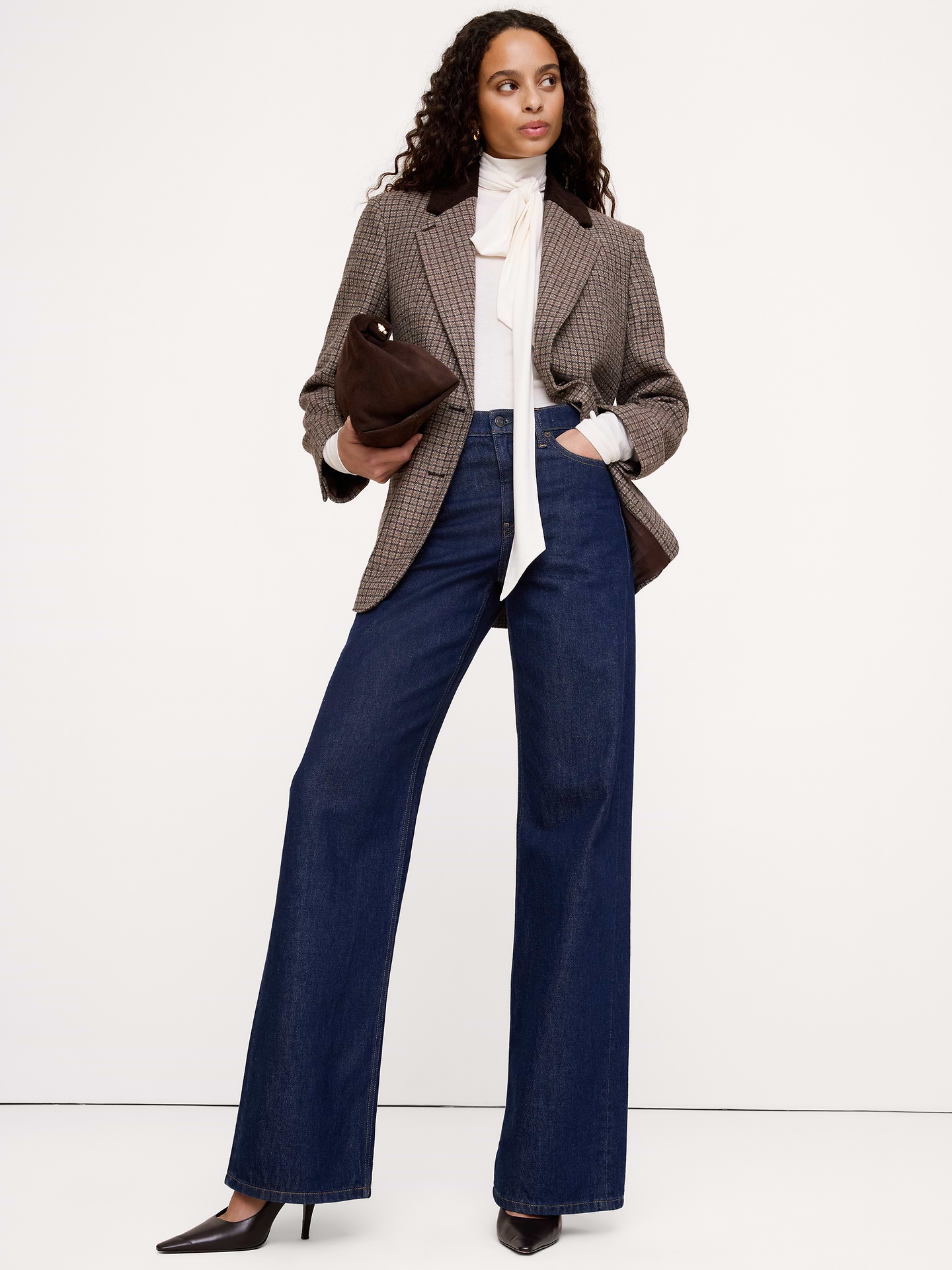 Image 4 of 4, Luxe Wool-Blend Tie-Scarf Turtleneck