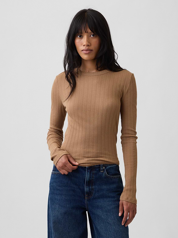 Essential Ribbed Pointelle T-Shirt