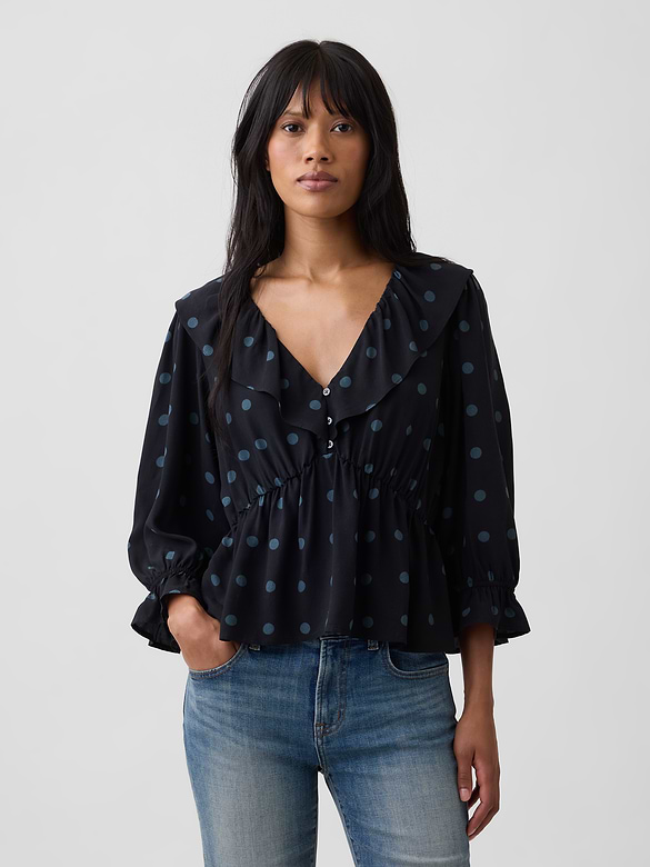 Satin Ruffle Top