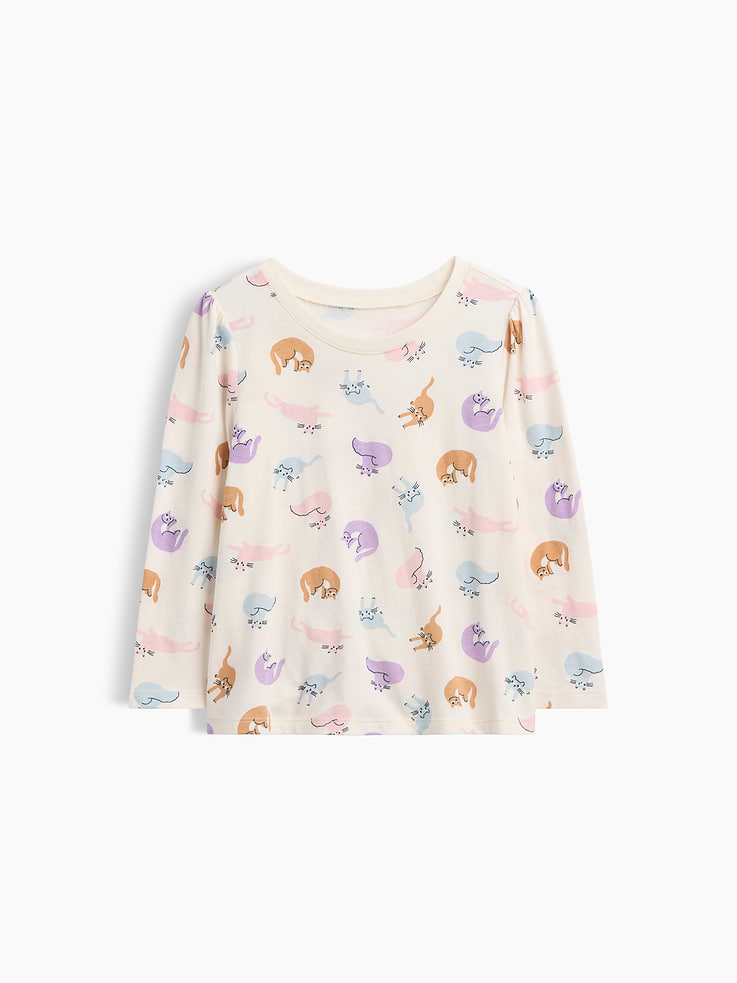 Image 1 of 3, Soft jersey knit., Long sleeves., Crewneck., Curved hem., Allover print., Product #1184576