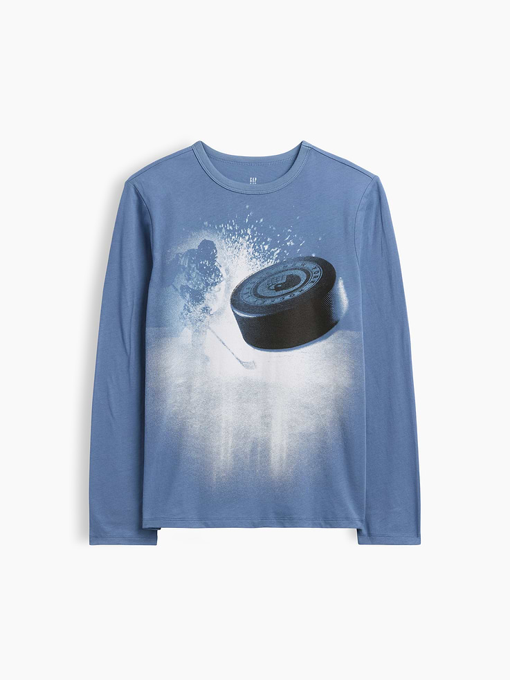 Image 1 of 3, Soft jersey knit., Long sleeves., Crewneck., Graphic at front., This product was made in a factory that invests in gender equity and women’s empowerment through RISE. Learn more at, Product #1194935