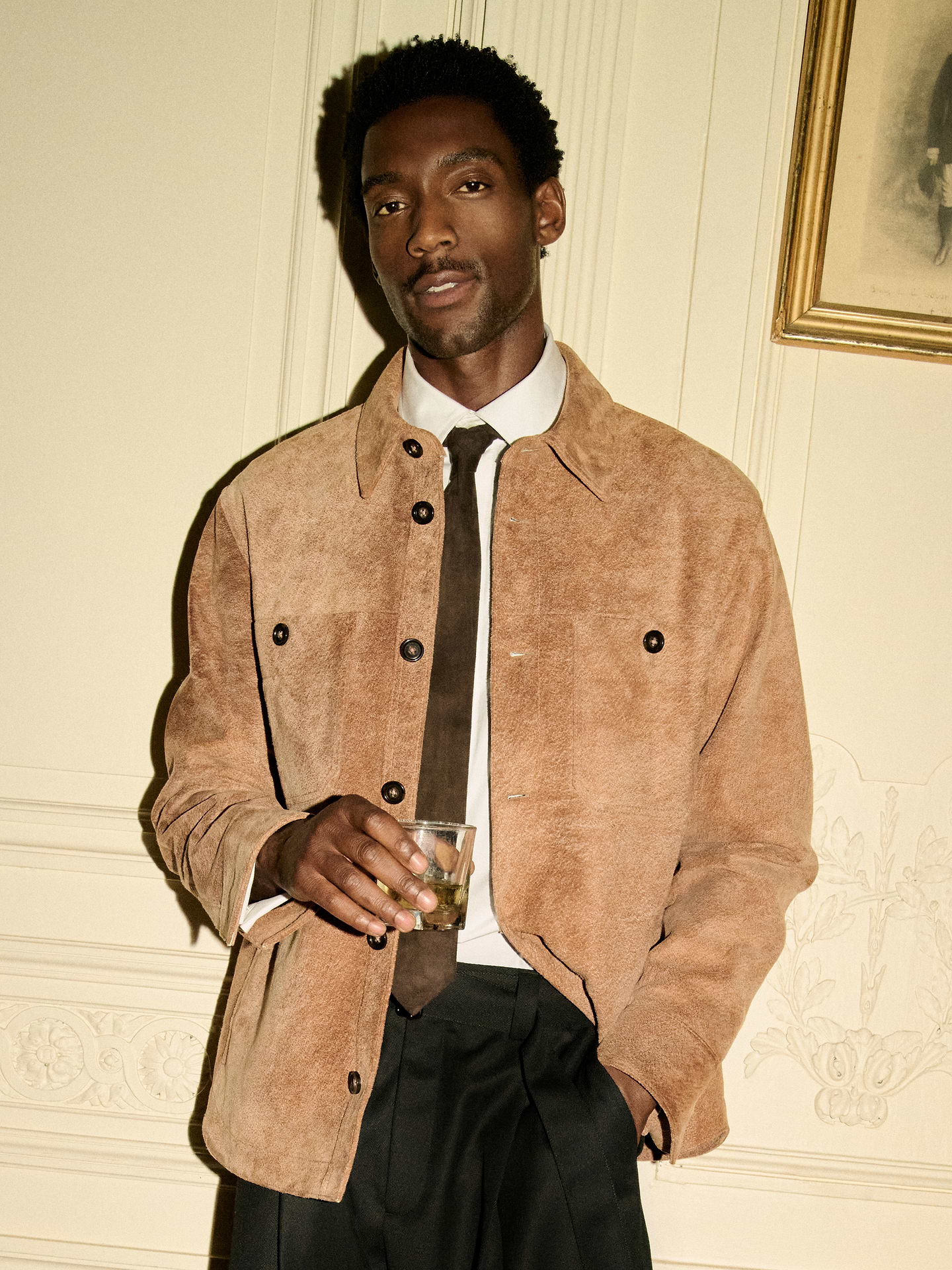 Image 8 of 8, Relaxed Textured Suede Shirt Jacket