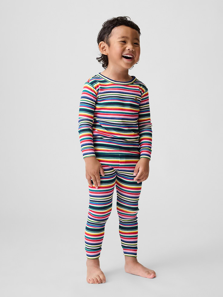 Image 2 of 3, Baby & Toddler Organic Brushed Cotton Stripe PJ Set