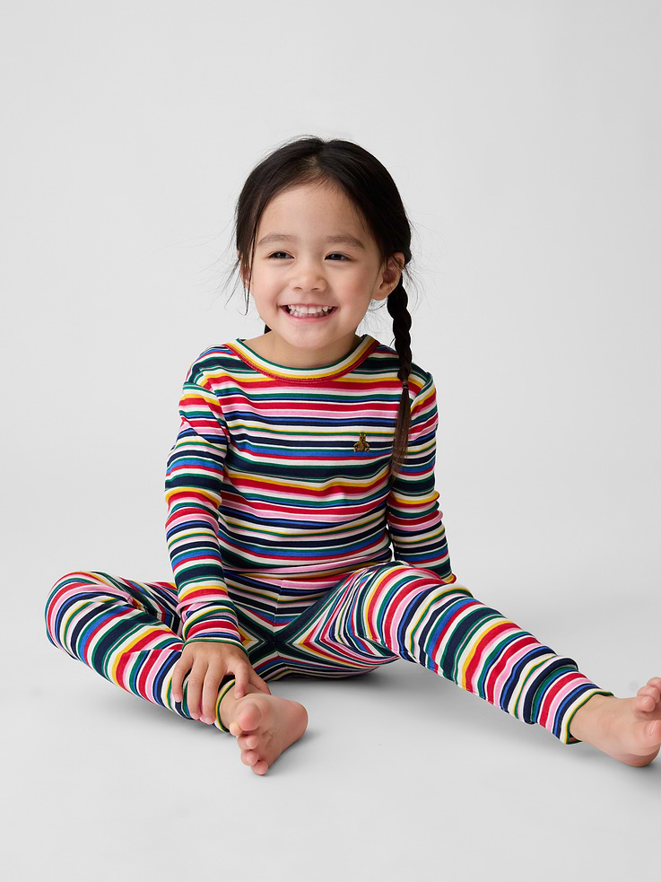 Image 3 of 3, Baby & Toddler Organic Brushed Cotton Stripe PJ Set