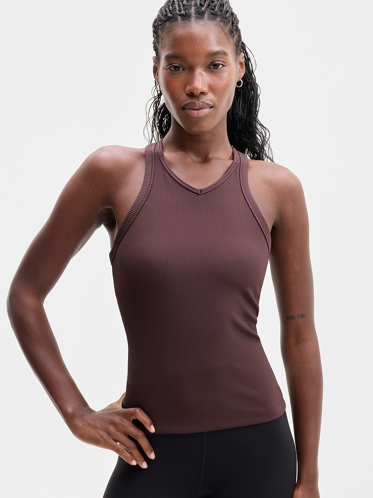 Image 1 of 7, FOR: Your yoga flow and sessions in the studio, FEEL: Softly textured with form-hugging compression, FAVE: Built-in shelf bra for added coverage, Product #1183713