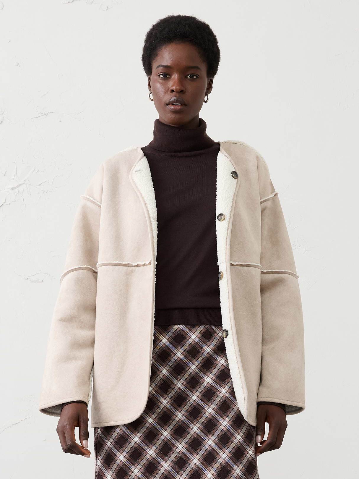 Reversible Vegan Suede Sherpa Jacket | Banana Republic Factory