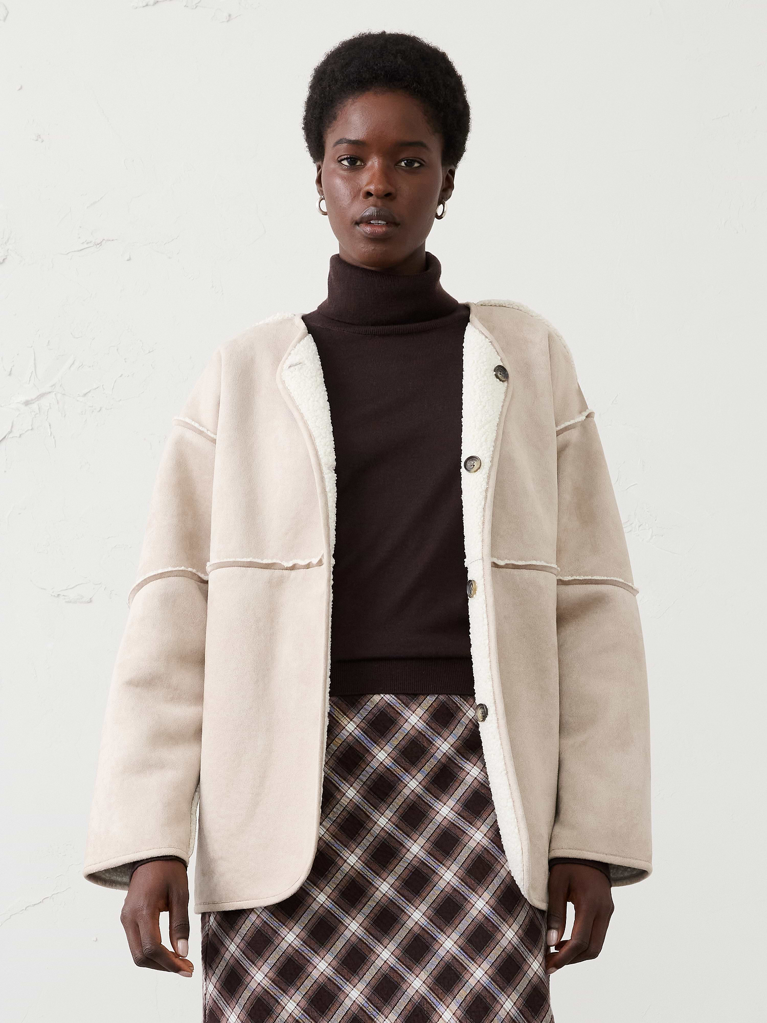 Reversible Vegan Suede Sherpa Jacket | Banana Republic Factory