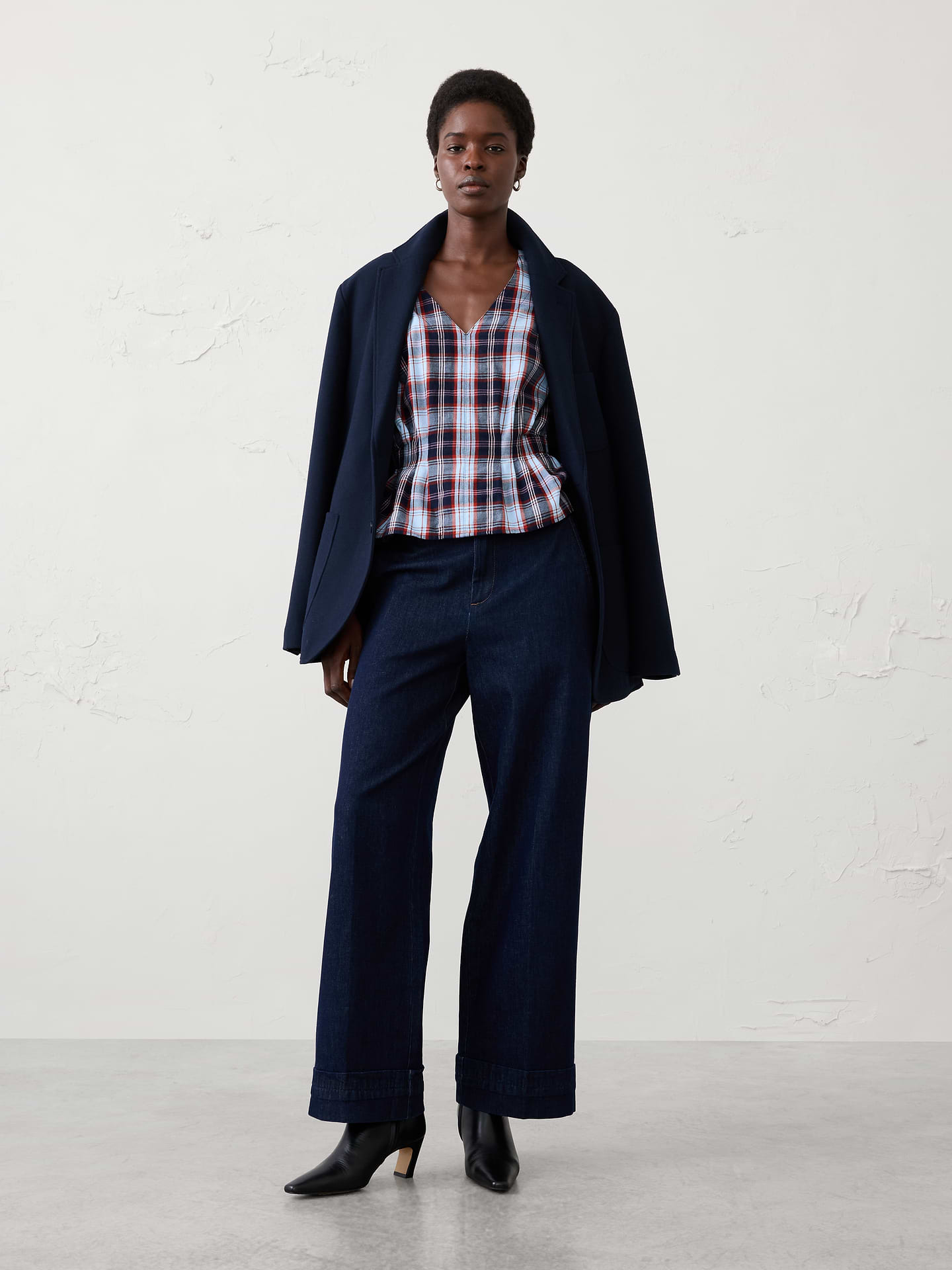 Image 3 of 4, Flannel Pintuck Blouse