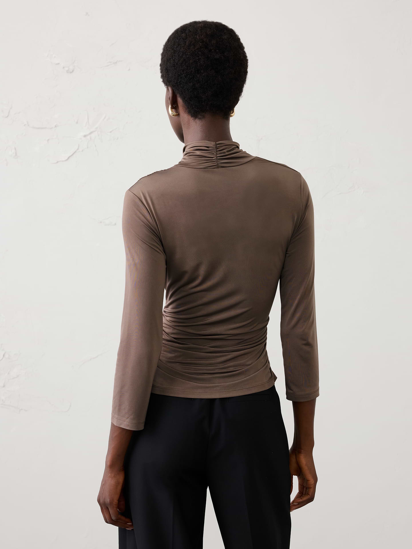 Image 2 of 4, Jersey Draped-Turtleneck Top