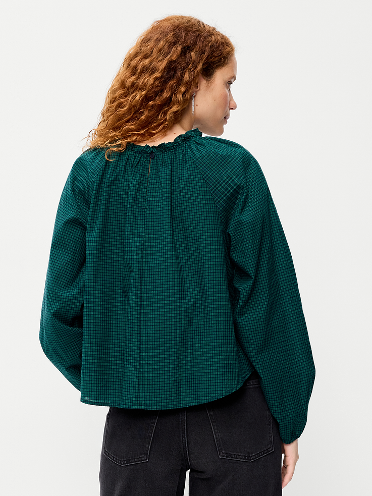 Image 2 of 7, Long-Sleeve Ruffle-Neck A-Line Top