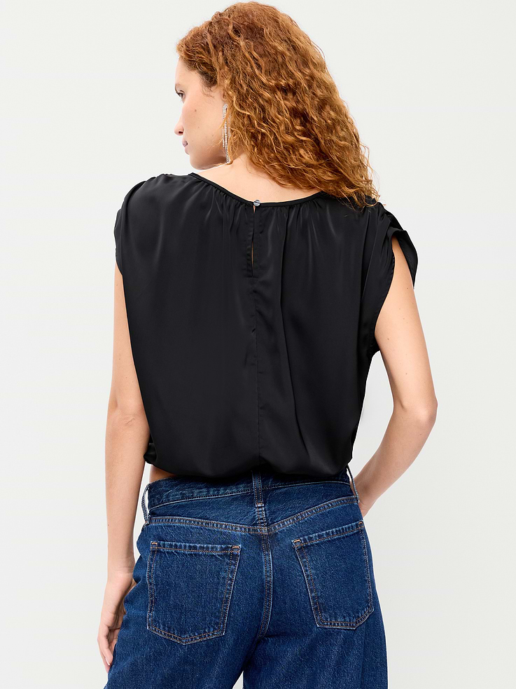 Image 2 of 7, Boatneck Drapey Bubble-Hem Top