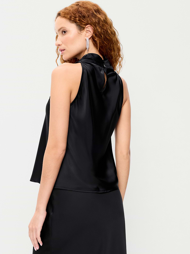 Image 2 of 5, Satin Cowl-Neck Tank Top
