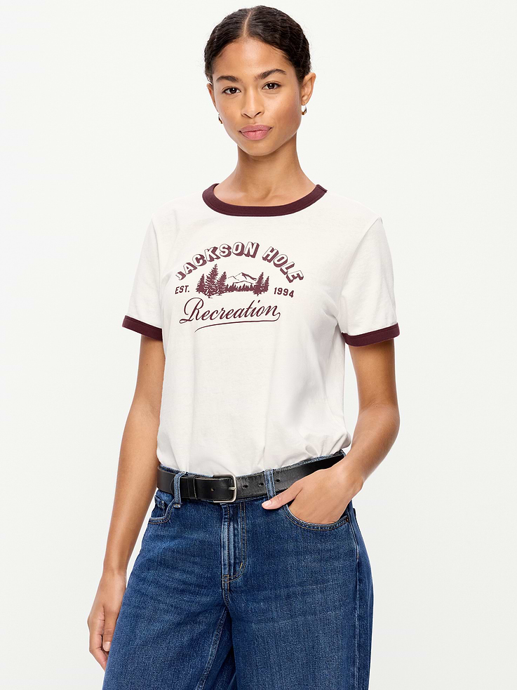 Image 1 of 8, Our EveryWear T-shirts are super-soft, with a comfortable, relaxed fit. Wear 'em with everything., rib-knit crew neck, contrast trim, short sleeves, Product #1184147