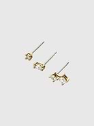 Image 1 of 3, This stud earrings set with white cubic zirconia set in prongs is sure to add a bit of sparkle to your earring game., Dipped in 14K gold, these earrings are delightfully comfortable and so lightweight, you'll forget you have them on., Mix or match these sparkling studs earrings set for an original look or create the ultimate ear stack., Ana Luisa pieces are made with high-performance materials that must pass rigorous physical and chemical tests to withstand daily wear and tear., Products are designed to be lifeproof: tarnish-free, water-resistant, and hypoallergenic.