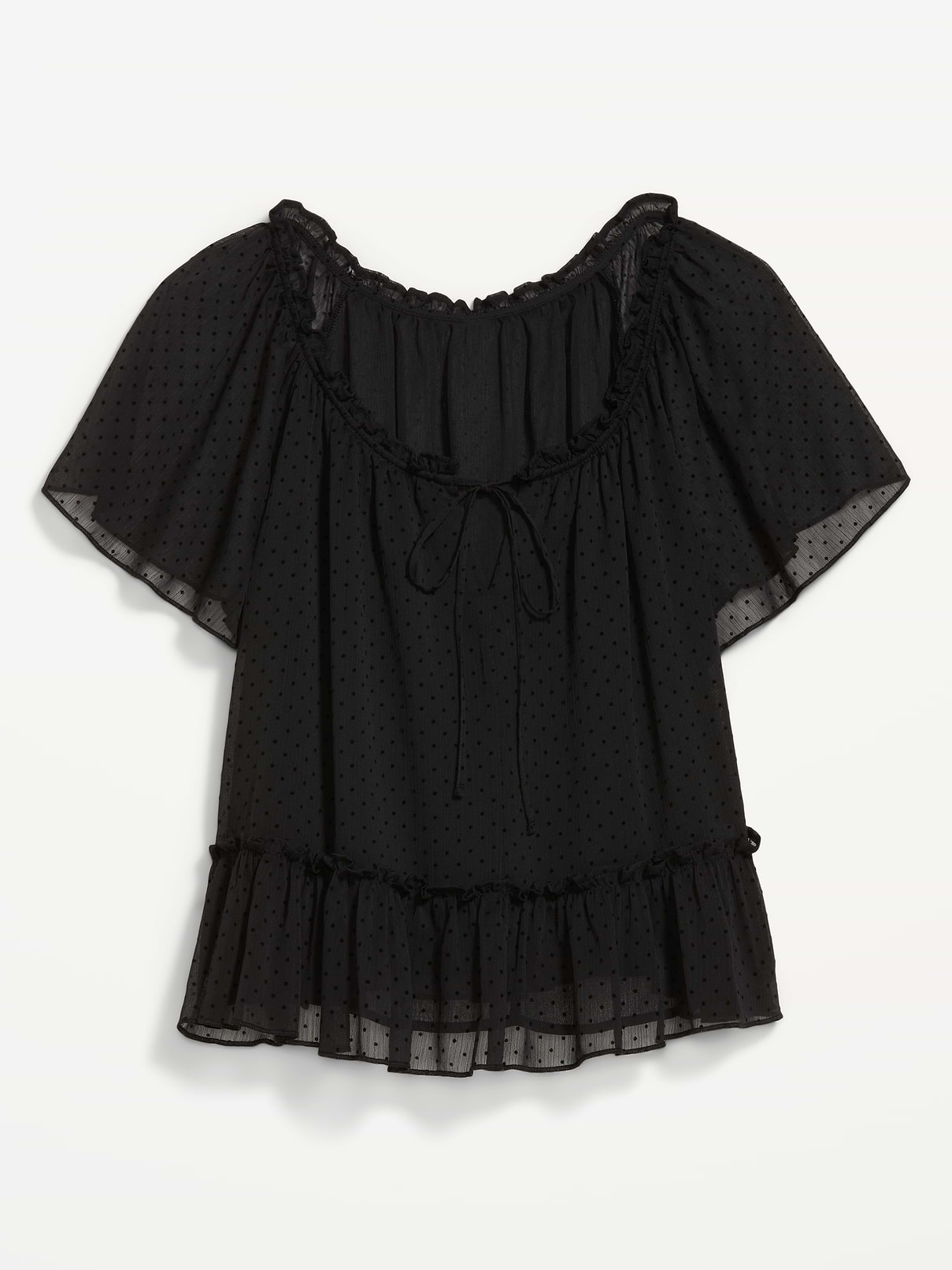 Image 2 of 2, Chiffon Flutter-Sleeve Top