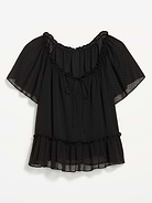 Image 2 of 2, Chiffon Flutter-Sleeve Top
