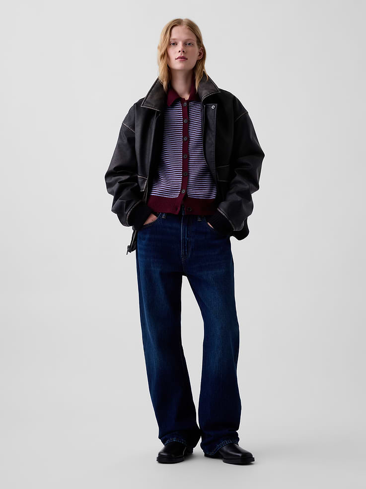 Image 2 de 5, Cardigan polo surdimensionné 100 % coton