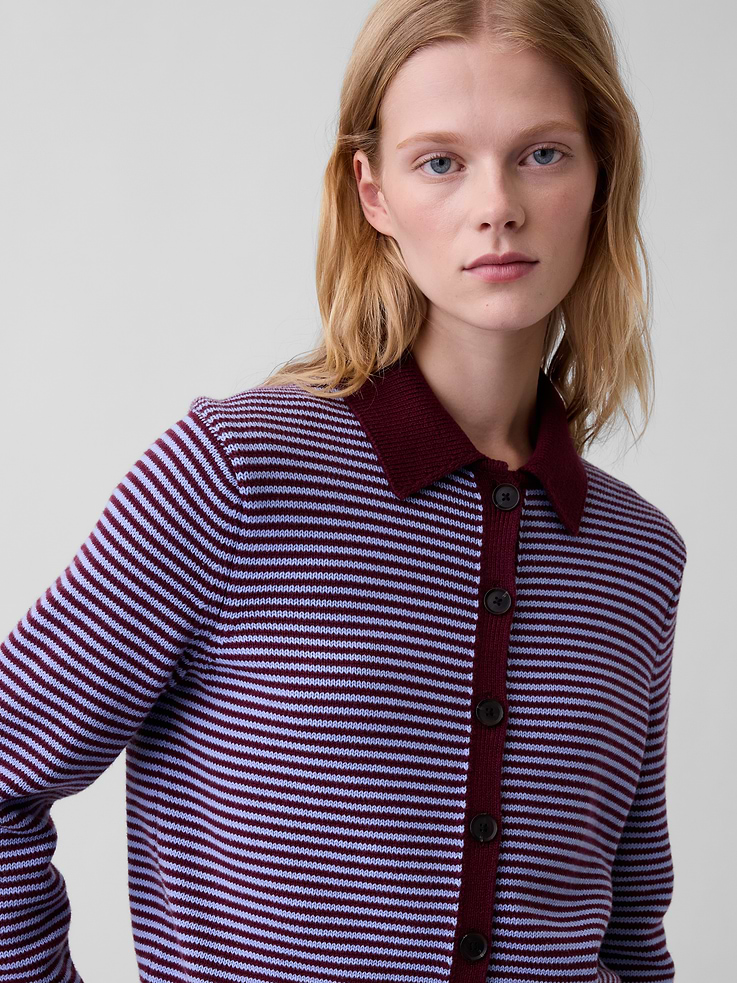 Image 4 de 5, Cardigan polo surdimensionné 100 % coton