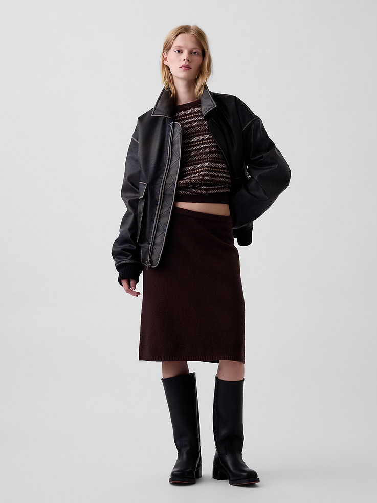 Image 5 of 6, CashSoft Knee-Length Sweater Skirt