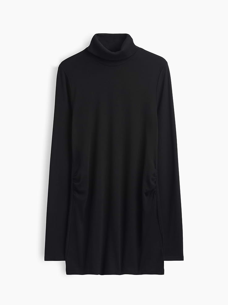 Image 1 of 2, Our soft & stretchy cotton-modal blend that hugs you just right. It’s your new 7-days-a-week essential., Soft, stretch cotton-modal blend maternity top., Turtleneck., Long sleeves., Side rouching for growing belly., Please note: Maternity styles cannot be returned in store. Please enjoy free returns by mail., This product was made in a factory that invests in gender equity and women’s empowerment through RISE. Learn more at gapinc.com/equity ., Product #1187317