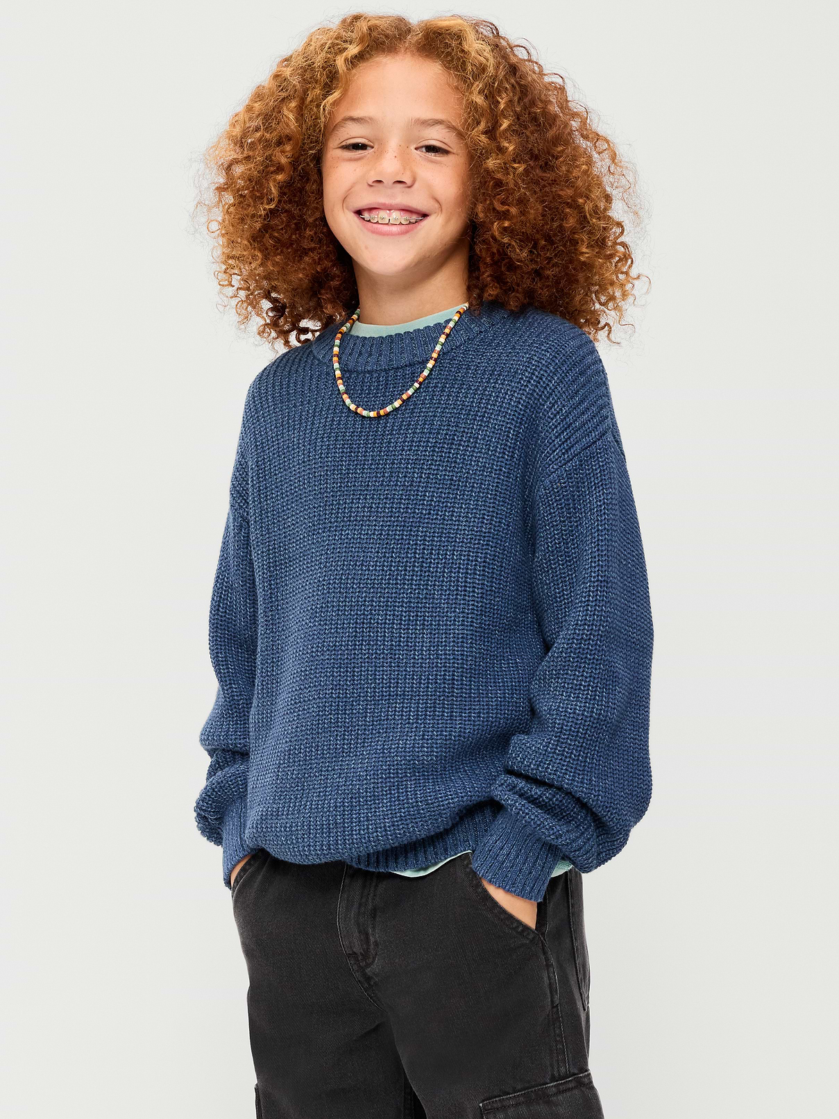 Image 1 of 2, crew neck, long sleeves, drop shoulders, easy pullover style, Product #903885