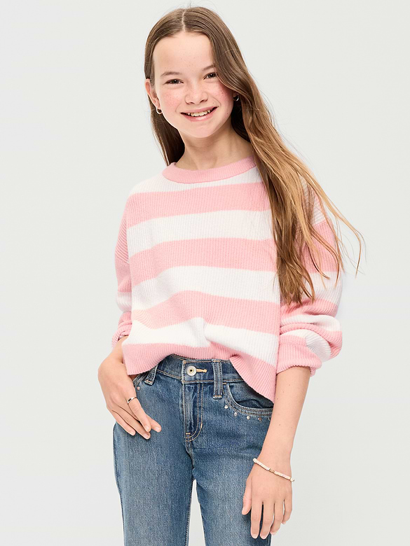 Long-Sleeve Cable-Knit Sweater for Girls