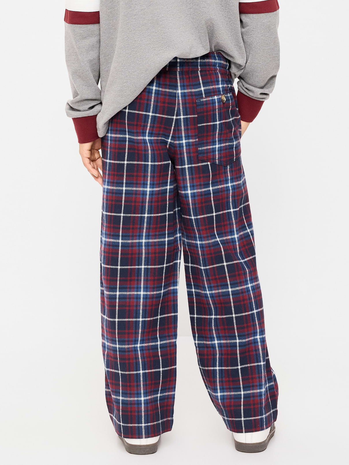 Image 2 of 3, Pull-On Baggy Plaid Flannel Pants for Boys