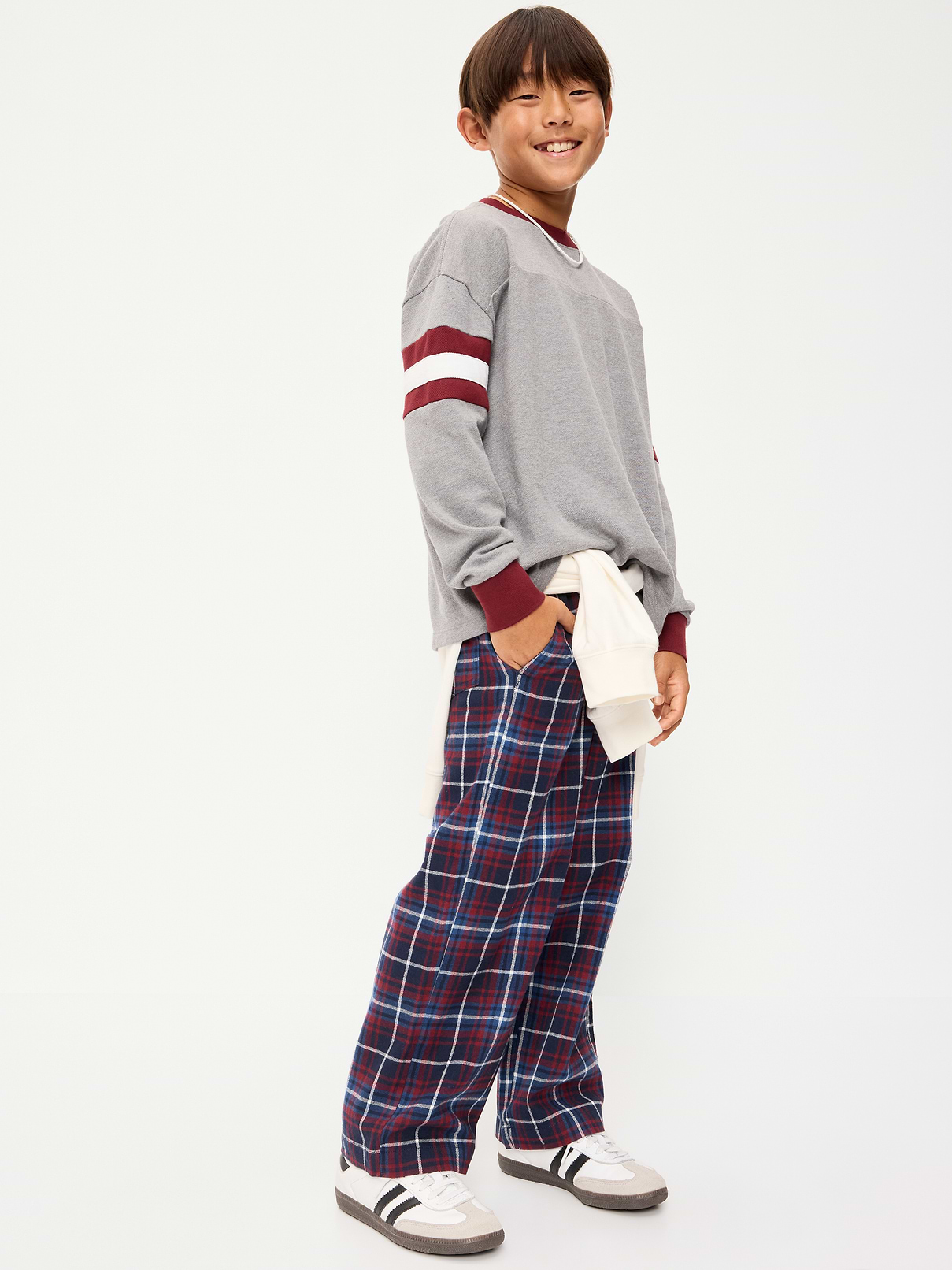 Image 3 of 3, Pull-On Baggy Plaid Flannel Pants for Boys