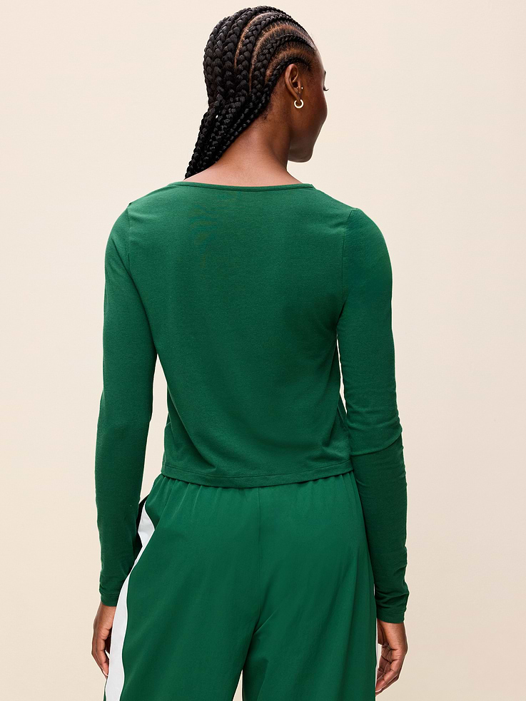 Image 2 of 8, Long-Sleeve Split-Neck Top