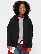 Image 2 of 4, Logo Graphic Sherpa-Lined Fleece Full-Zip Hoodie for Boys