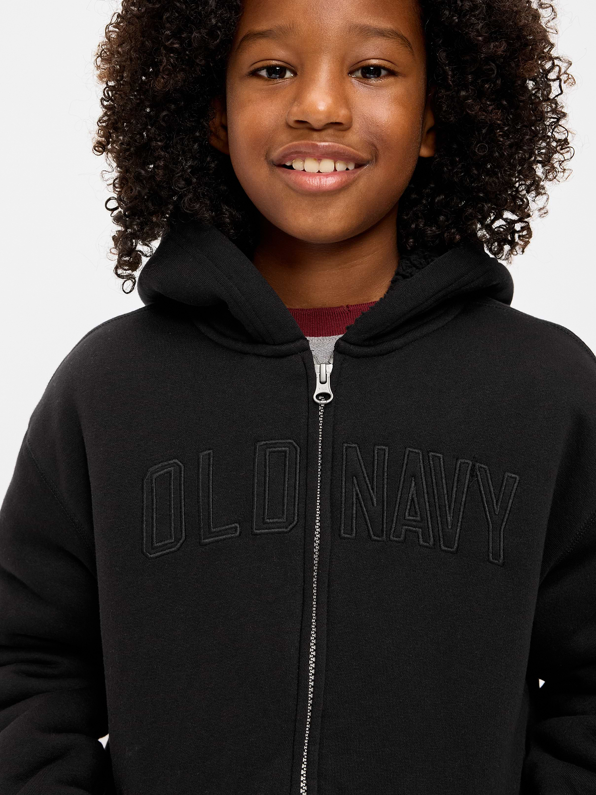 Image 3 of 4, Logo Graphic Sherpa-Lined Fleece Full-Zip Hoodie for Boys