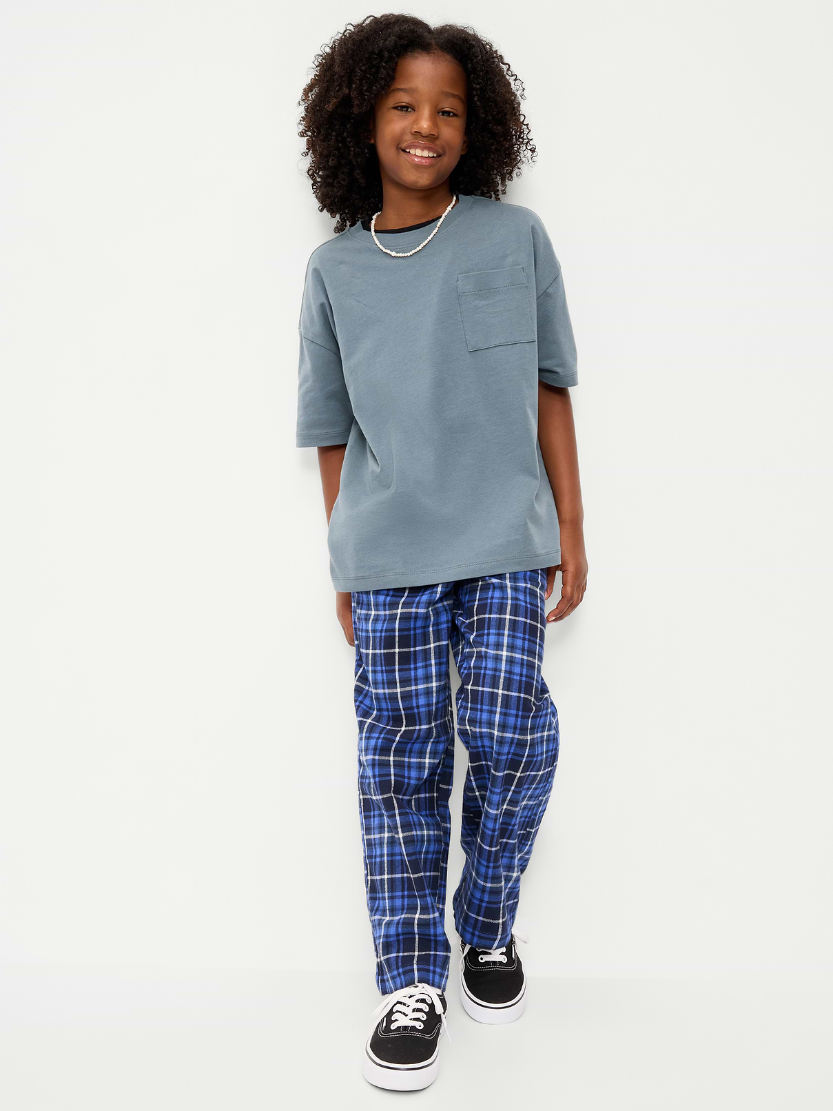Image 3 of 3, Pull-On Baggy Plaid Flannel Pants for Boys