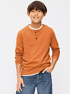 Image 1 of 1, crew neck, long sleeves, three-button henley placket, Product #907361