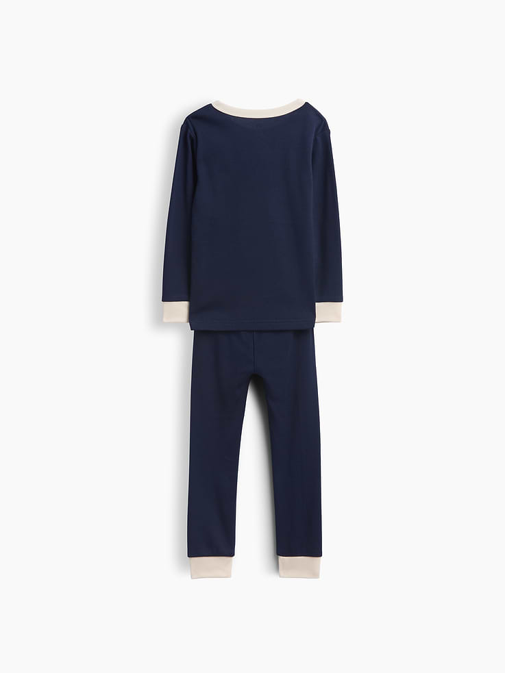 Image 2 of 2, Baby & Toddler Organic Brushed Cotton Henley PJ Set