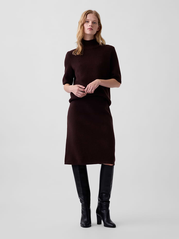 Image 1 of 6, Soft knit cotton-blend sweater skirt., Elasticized rib waist., Product #1184537