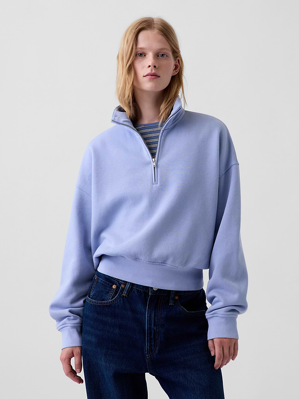 VintageSoft Oversized Half-Zip Wedge Pullover