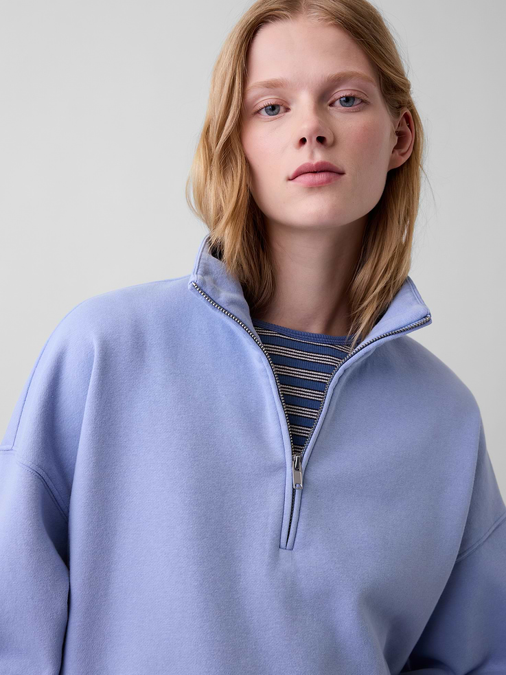 Image 5 of 7, VintageSoft Oversized Half-Zip Wedge Pullover