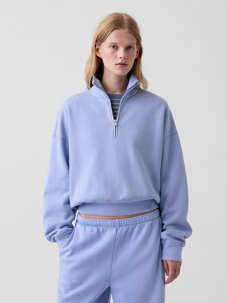 Image 6 of 7, VintageSoft Oversized Half-Zip Wedge Pullover
