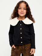 Image 1 of 3, faux fur collar, long sleeves, drop shoulders, full length button front, Product #1182649