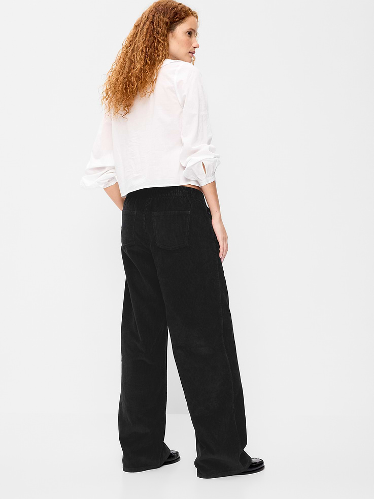 Image 3 of 8, High-Waisted Baggy Wide-Leg Corduroy Pants