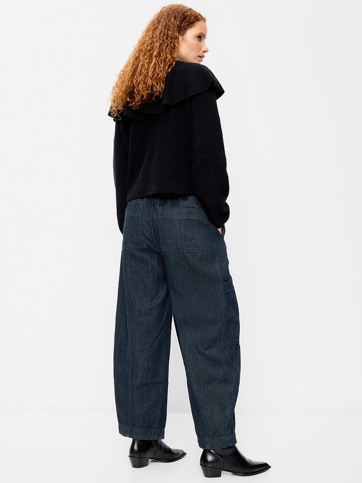 Image 3 of 9, Mid-Rise Barrel-Leg Utility Pants