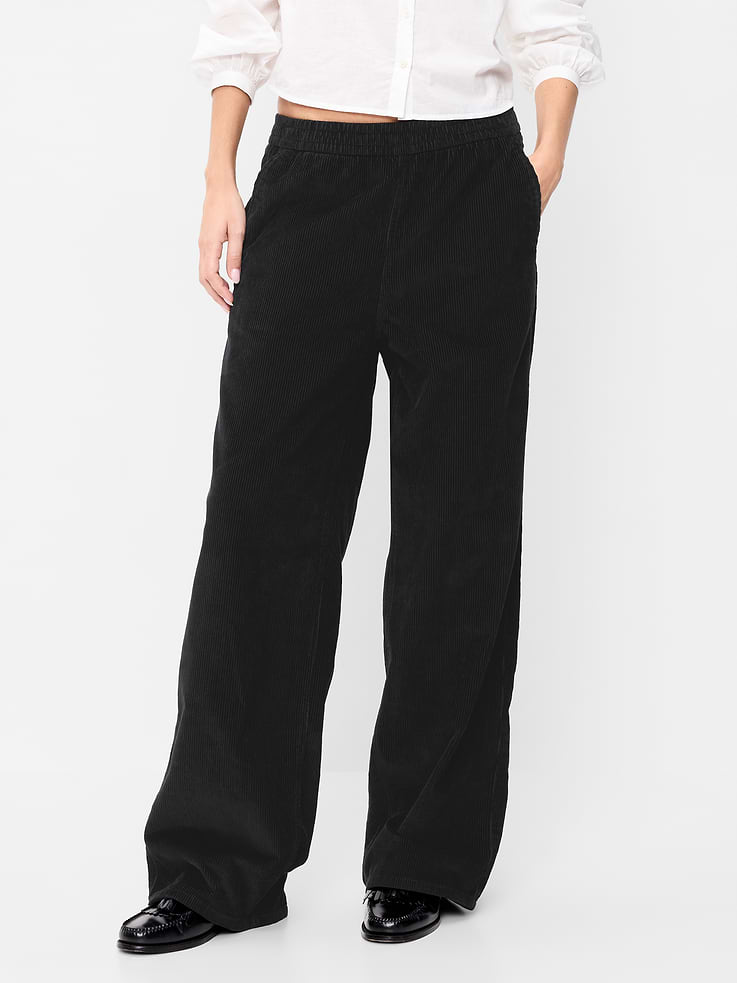 Image 2 of 8, High-Waisted Baggy Wide-Leg Corduroy Pants