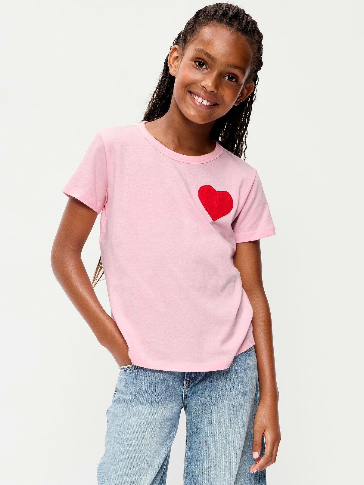 Image 1 of 4, scoop neck, short sleeves, heart shaped patch pocket, Product #905994