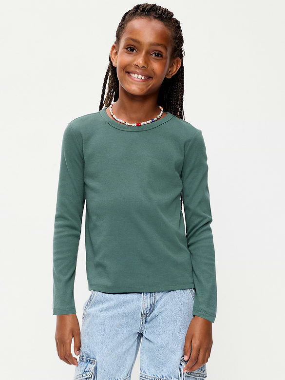 Softest Long-Sleeve Ribbed T-Shirt for Girls