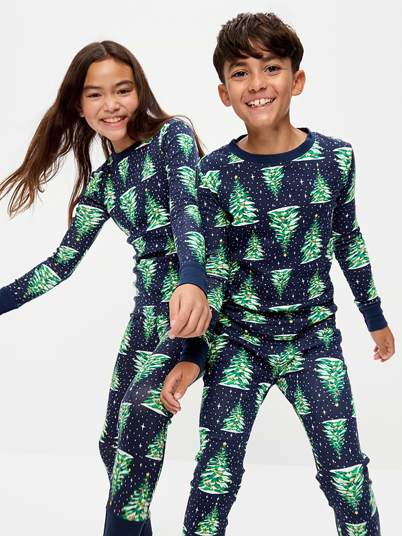 Gender-Neutral Snug-Fit Graphic Pajama Set for Kids