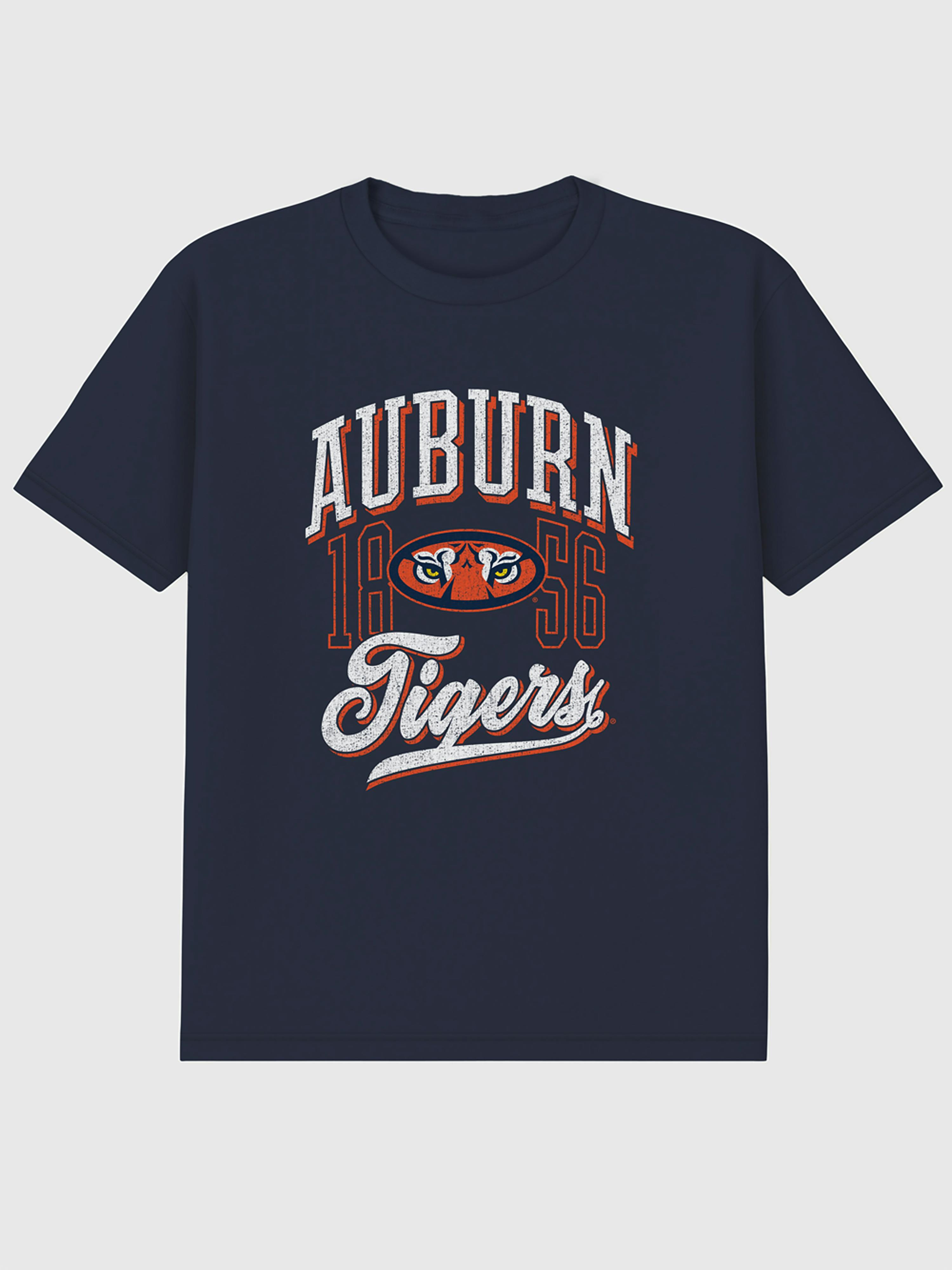 Image 1 of 4, 6oz Heavyweight T-shirt., Relaxed, contemporary fit., Hits at the hip., Crewneck., Short sleeves., Officially licensed Auburn University Classic Vintage Script Emblem graphic at the front. Trevco partners with Gap on DTC licensed merch from the coolest brands, TV shows, and movies. Trusted by more than 1, 200 brands worldwide and 600+ American colleges & universities, Trevco is a premier provider of officially licensed apparel., This item is printed on demand.