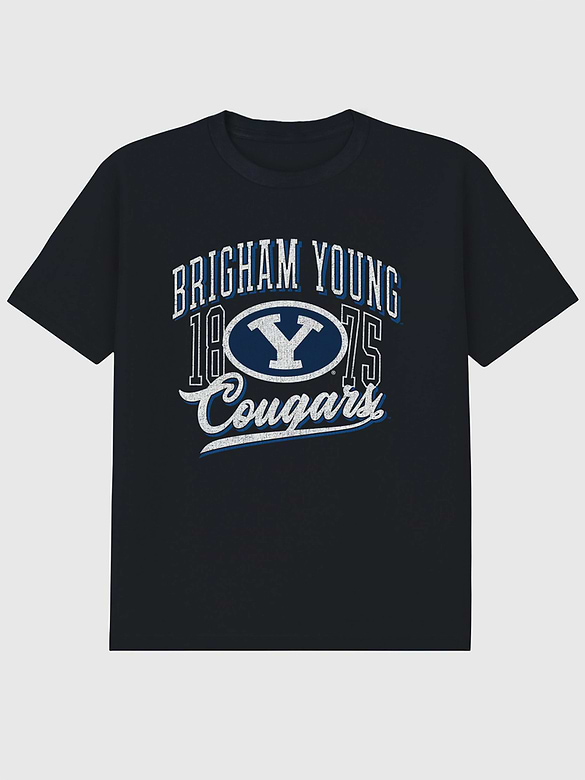 Brigham Young University Classic Vintage Script Emblem Dark Graphic T-Shirt