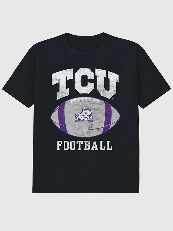 Texas Christian University Football Ball Graphic T-Shirt