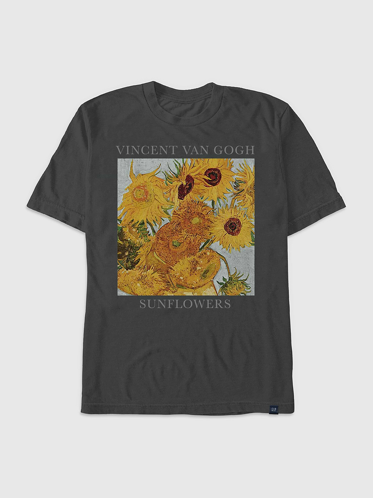 Image 1 of 3, Soft cotton T-shirt., Crewneck., Short sleeves., Van Gogh Sunflowers graphic at front., Fifth Sun is an internationally recognized manufacturer of exclusive licensed graphic apparel and innovative fashions for premium brands like Star Wars, Disney, Marvel, and Nintendo., This item is printed on demand.