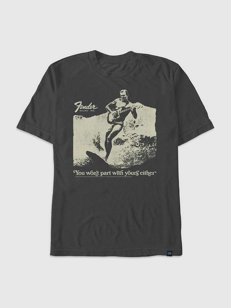 Image 1 of 3, Soft cotton T-shirt., Crewneck., Short sleeves., Officially licensed Fender graphic at front., Fifth Sun is an internationally recognized manufacturer of exclusive licensed graphic apparel and innovative fashions for premium brands like Star Wars, Disney, Marvel, and Nintendo., This item is printed on demand.